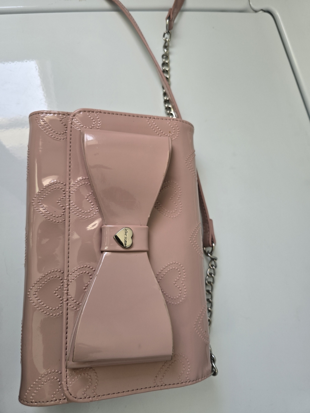 Pink Patent Bow Crossbody Bag - Unbranded
